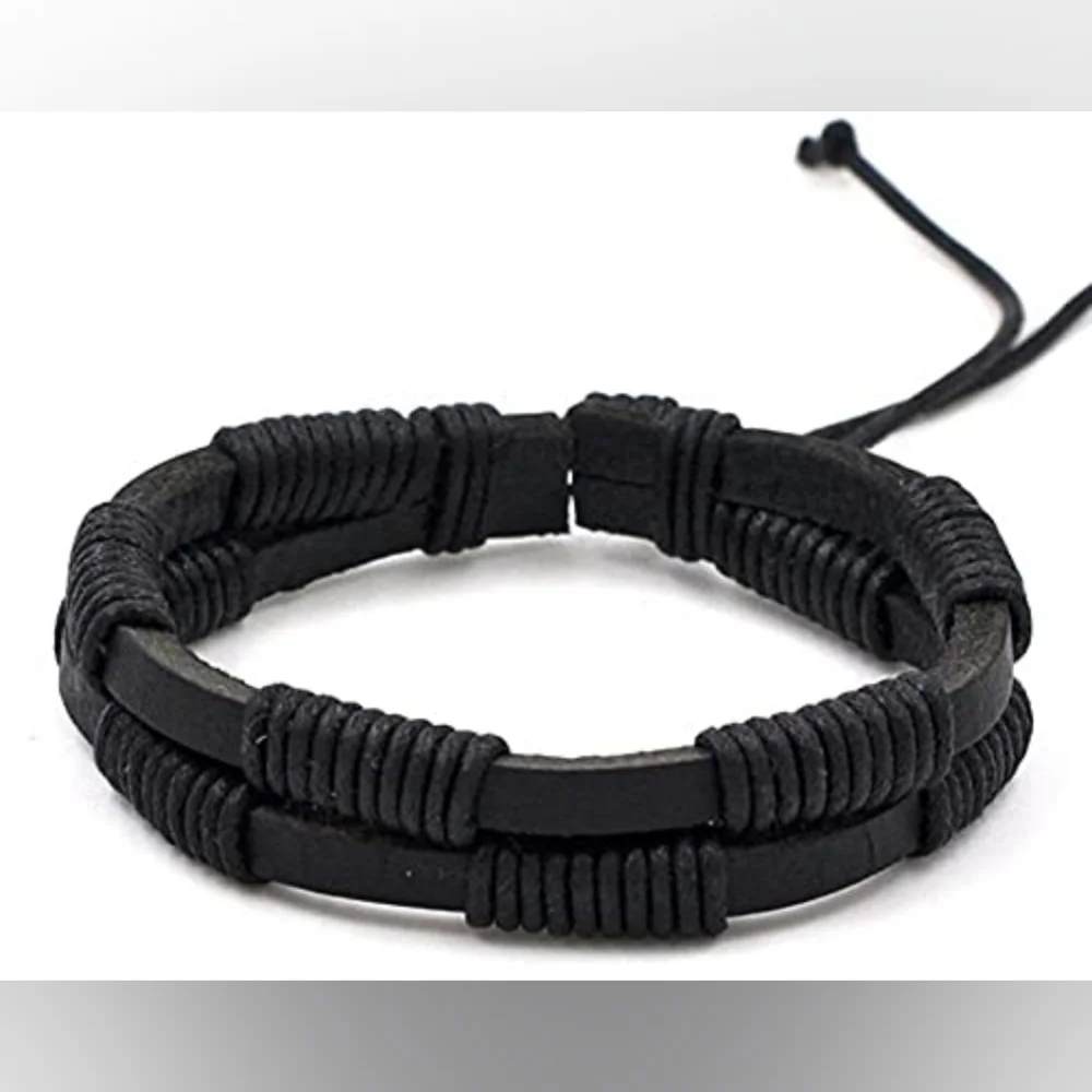 Black PU Leather Braided Bracelet